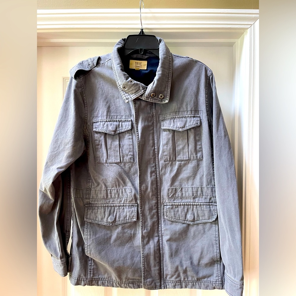 Grey men’s canvas‎ pea coat